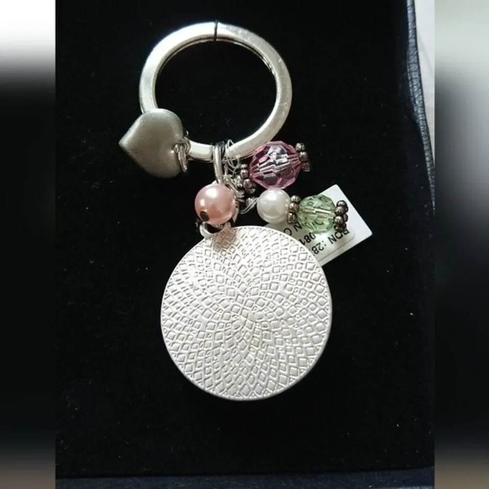 Silvertone “A daughter is a gift of love” keychain heart and bead dangles
